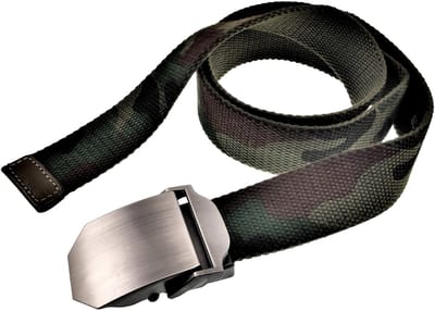 Canvas Riem Heren, Vierkante Metalen Gesp, Camouflagelook - 4cm Breed - Taillemaaten tot 110 cm