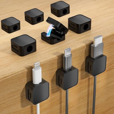Daity 9-pack - Magnetische kabelklemmen - kabelorganizer - kabelhouder voor nachtkastje - thuiskantoor - autotelefoonwand（Zwart）