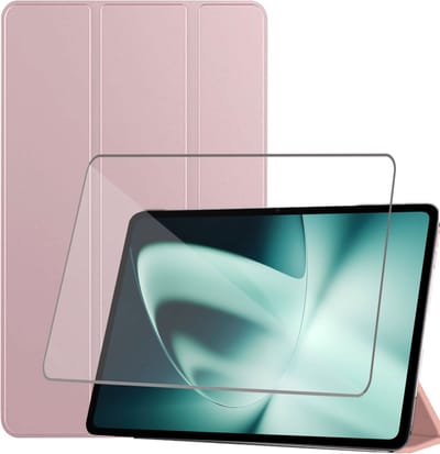 Tablet Hoes + Screenprotector geschikt voor OnePlus Pad / Oppo Pad 3 / Oppo Pad 2 – Tempered Glass - Extreme Shock Case Rosé