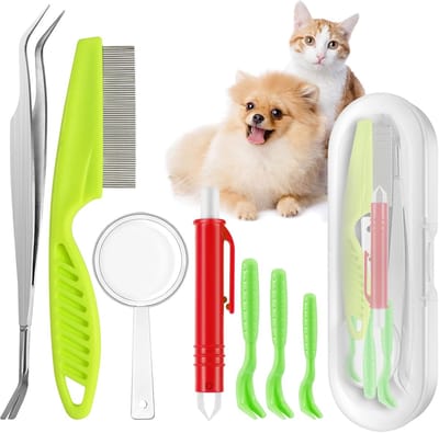 Famanu – Tekenpincet - tekenhaak - tekenverwijderset voor mens - hond - kind - set van 3 tekenhaken - 1 tekenhaak - 1 tekenpincet - tekenverwijderaar - verwijdert teken in seconden (verpakking van 7)