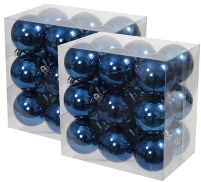 Othmar Decorations kerstballen - 36x stuks - 6 cm - blauw - kunststof - kerstversiering - onbreekbare kerstversiering