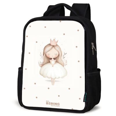 NoBoringSuitcases.com® - Rugzak zwart - Schooltas jongen & meisje - Ballerina prinses tussen beige stippen - Rugtas voor school - Boekentas kind - Schoolrugzak - Kinderrugzak