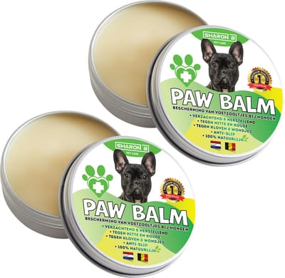 Sharon B - Paw Balm - Honden < 20kg - Potenbalsem Hond, Beschermt Voetzooltjes tegen Kloven, Wondjes, Ontstekingen - Antislip - 60 ml - 2 Stuks