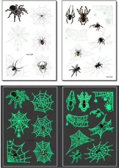 Akyol - Tattoovel spinnen – spinnenweb-glow in the dark spinnen -spin tattoo-glow in the dark tattoo-2 vel met tattoos -tattoo met spin-spinnen tattoo-halloween tattoo-nep tattoo voor jongens-fantasie-nep tattoo – halloween – vleermuis – spid