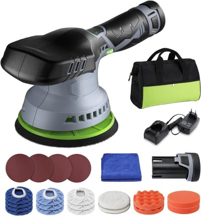 Nexvo® Polijstmachine - Poetsmachine Auto Met 6 Snelheden - 6 Polijstschijven – Zwart - 37cm x 23cm x 20cm