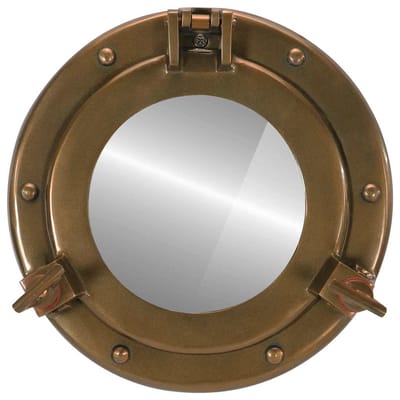 vidaXL - Wandspiegel - patrijspoort - Ø23 - cm aluminium - en - glas