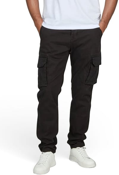 DENIMFY Heren Cargo Broek DFLuke regular/straight Zwart Volwassenen Cargobroek