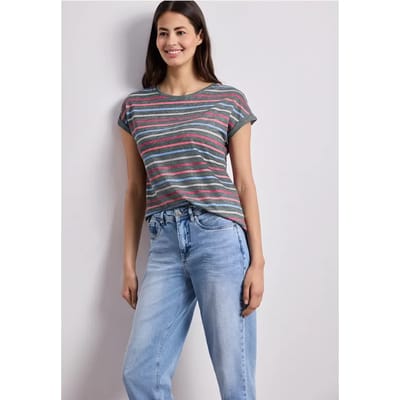 Shirt met losse schouders en strepen