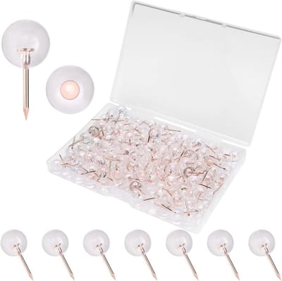 Doorzichtige Punaises - Plastic Drukknoppen - Kantoor Bevestigen - Grote Kop - 150 stuks - Roségoud