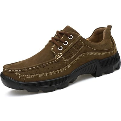 Heren Outdoor Vrijetijdsschoenen Nieuwe Herfst Echt Leer Suède Schoenen Ademend Laag Model Werkschoenen Outdoor Casual Schoenen 44 black
