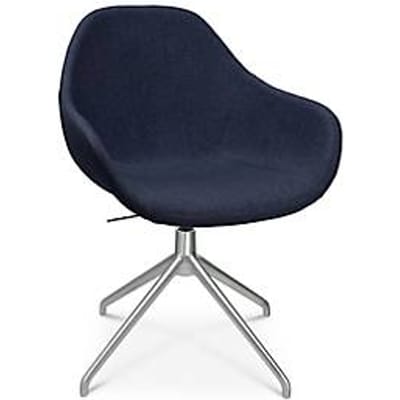 Vergaderstoel Topstar Sitness Life 2.0, draaibaar/zitting in hoogte verstelbaar, armleuningen, B 450 x D 390 x H 440-470 mm, 4-poots onderstel, mat aluminium & stof, d.blauw
