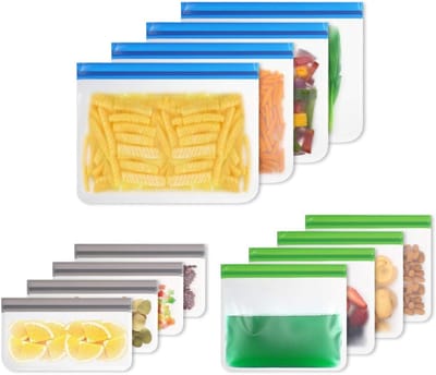 Herbruikbare diepvrieszakken - 12 stuks, BPA-vrij, voedselveilig PEVA, ideaal voor fruit, groenten, vlees en snacks