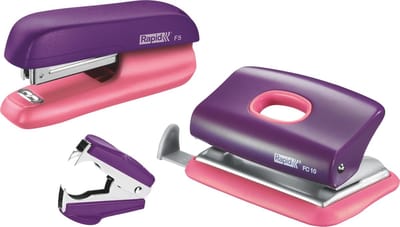 Rapid Mini Stapler & Hole Punch set F5+FC10+C2 Blister Purple/Apricot