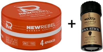 NEW REBEL Advanced Hair Wax 150 ml + Gold Style Wax stick 75 gram – Barber Supplies – Sterke Hold, Makkelijk Uitwasbaar – Premium Haarstyling Gel Wax