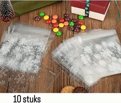 Akyol - snoepzakken kerst - 10 stuks - uitdeelzakjes kerst - koekzakjes voor kerst - oud en nieuw uitdeelzakjes - cadeau zakjes kerts - kerst - feestdagen - snoep - koekzakjes -zakjes voor kerst - 13x 27 cm