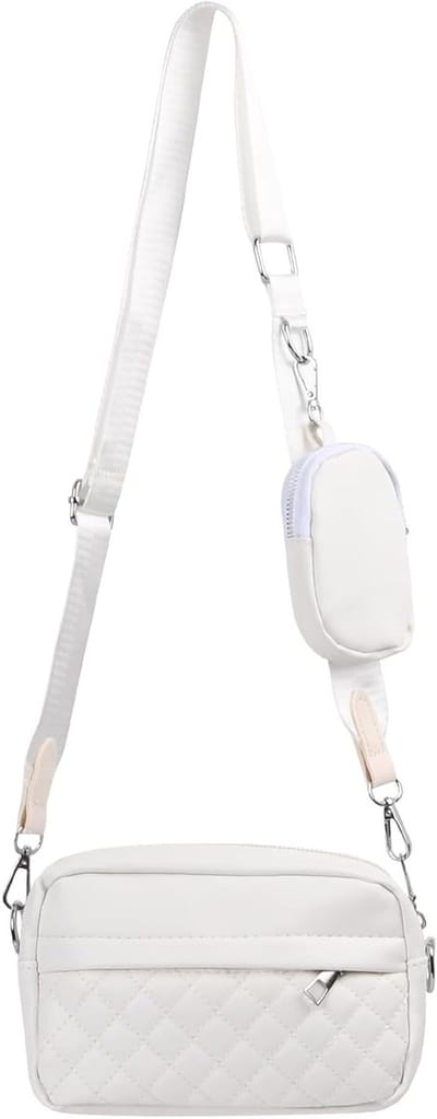 Dames Schoudertas van Faux Leer, Crossbody Tas met Brede Schouderband, Geschikt voor Mobiele Telefoon met Muntzakje en 2 Compartimenten, Verstelbare Schouderband en Moderne Vakken