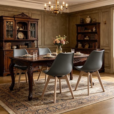 HAUSS SPOLE Eetkamerstoel - Kuipstoel Set Van 4 - 360 Graden Draaibaar Met Comfortabele Zitting - Voor Eetkamer En Woonkamer - Kunstleer Grijs