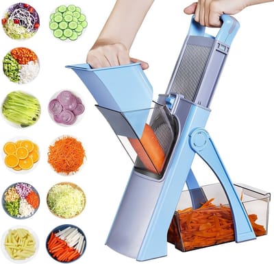 Mandoline Groentesnijder Verstelbaar met Opvangbak en Schoonmaakborstel – Multifunctionele Keukensnijder / Aardappelsnijder