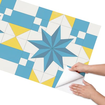Coloray Meubel Wrap Folie - Blauw Meubelfolie - 65x130 cm - Decoratiefolie Blauwe sterren - Meubel Wrap Folie - Geometrische Meubelfolie - Plakfolie Meubels - Keuken decoratie - Geometrie