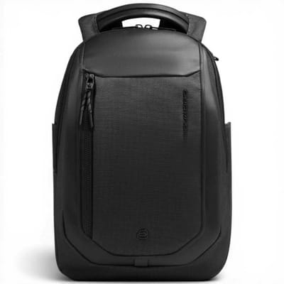 Piquadro Bagmotic Unisex Black Leather and Fabric Rugzak met Laptop 13'' en iPad