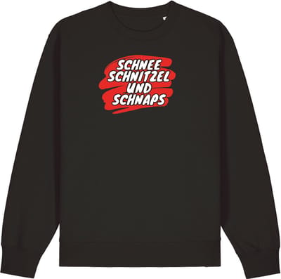 Schnee, schnitzel und schnaps wintersport sweater zwart S - soBAD. | Foute apres ski outfit | kleding | verkleedkleren | wintersporttruien | wintersport dames en heren