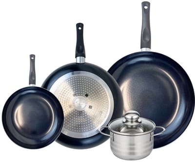 Set van 3 Koekenpannen 20, 28 en 32 cm en 1 braadpan 14 cm Elo Prima Brillant