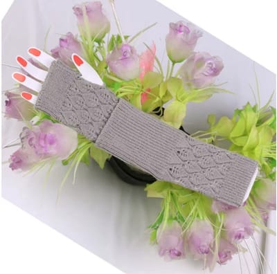 Go Go Gadget - Vingerloze handschoenen - Polswarmer - Gehaakt - Lange variant - 1 paar - 7*20cm - Grijs
