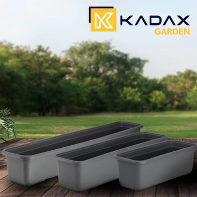 KADAX Wamat, 60 cm, balkonbak van hoogwaardige kunststof, plantenbak voor binnen en buiten, bloempot voor balkon, terras en vensterbank, antraciet