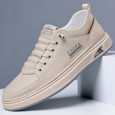 Coole Herenschoenen Leer Casual Sneakers Ademend Wandelen Instappers Platform Schoenen Heren Flats Rubberen Zool Schoenen 40 gray