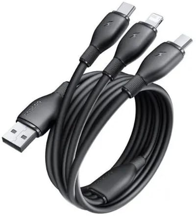 Baseus USB 3-in-1 Kabel met Lightning / USB C / Micro USB 0.8M Zwart