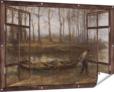 Gards Tuinposter Doorkijk De Zandschipper - Jozef Israëls - 150x100 cm - Tuindoek - Tuindecoratie - Wanddecoratie buiten - Tuinschilderij