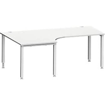 Schäfer Shop Genius hoekbureau MODENA FLEX 90°, aanbouw links, 4-poots vierkante buis, B 2000 mm, lichtgrijs