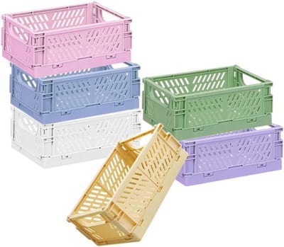 Mini Vouwbare Opbergdozen - 6 Stuks Stapelbare Vouwboxen voor Keuken en Organisatie, Ideaal voor Kleine Ruimtes en Opslag