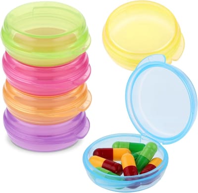 Compacte Pillen Organizer voor Reizen, Transparante Ronde Medicijnhouder, Vitaminen en Cod Liver Oil Opbergdoos voor Buitenactiviteiten