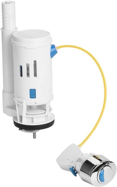 Efficiënte Toilet Afvoerventiel met Knop, Snelle Spoel en Dubbele Afvoer, Waterbesparend voor Eén- en Tweedelige Toiletten