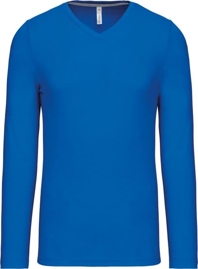 Kariban Herenshirt met lange mouwen en V-hals Light Royal Blue - S