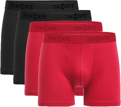 ten Cate Heren Shorts 4-pack – Ondergoed voor heren – Maat S – 4-PACK – Red/black – Comfortabel Katoen Ondergoed – Ademend & Zacht – Voordeelverpakking