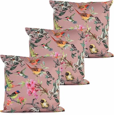 Anna's collection buitenkussen bloem - 3x - oud roze - 45 x 45 cm - Water en UV bestendig