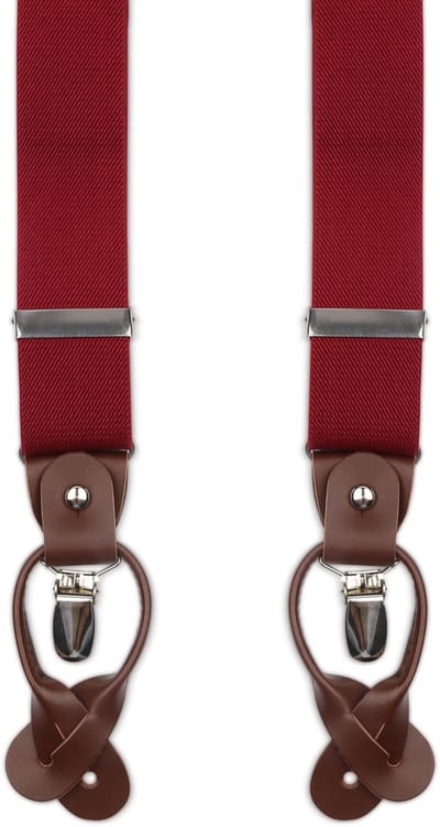 Suitable Luxe Bretels Bordeaux - Pattern: Lussen met knoopsgat en klemsluiting - met Brede Stevige Clips - Heren / Unisex - Volwassenen - Luxe cadeauverpakking