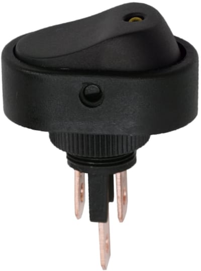 5x Verlichte Wipschakelaar SPST ON-OFF - Rocker Switch 12V DC 20A - Inbouw Schakelaar Met Gele LED Indicatie Voor Voertuigen En Bedieningspanelen - Montagegat 12,5mm - Aansluitingen 6,3mm - Verkoopeenheid 5 Stuks [09047SA]