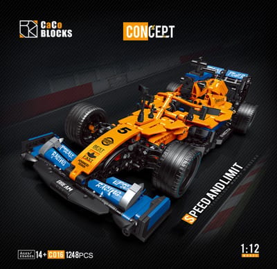 Supercar-bouwset, automodelbouwspeelgoed op schaal 1:12, racewagen /verjaardags- en vakantiecadeaus Geel en Blauw(1248 stuks)