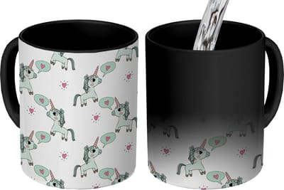 Magische Mok - Foto op Warmte Mokken - Koffiemok - Unicorn - Patronen - Kind - Magic Mok - Beker - 350 ML - Theemok