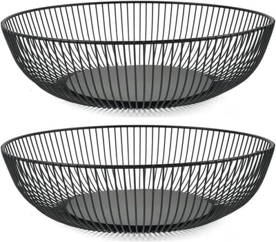 Famanu – Draad fruitschalen set 2 – brood- en groente opslagmanden (zwart)