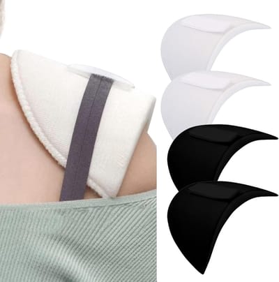 2 paar schoudervullingen van schuimspons - schoudervullingen van ademend schuim met een dikte van 1,5 cm - schuimspons voor schoudervullingen van kleding - schouderbeschermer - schoudervullingen van colbert T-shirt (zwart + wit)