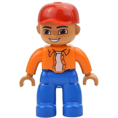Grote Afmeting Poppen Bouwsteen Familie Figuren Boer Prinses Piraat Werker Politie Groot Karakters Blokken Compatibel met Duplo Speelgoed orange