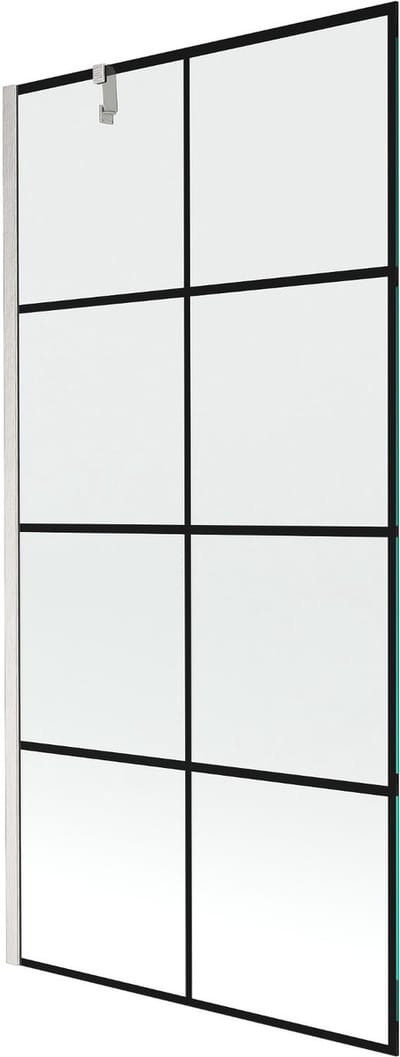 Mexen Next badwand 1-delig 90 x 150 , zwart rooster, geborsteld nikkel - 895-090-000-00-77-97