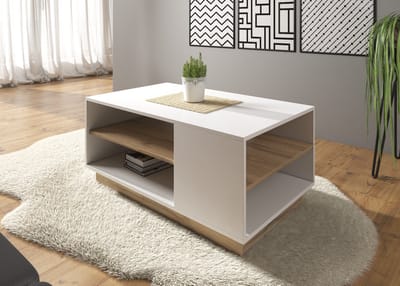 Meubella - Salontafel Ashley - Wit - Eiken - 100 cm
