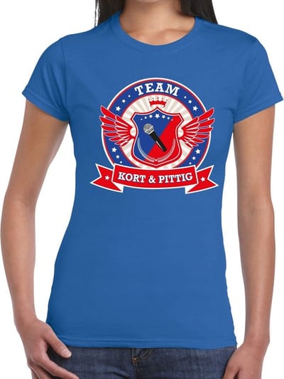 Blauw Kort en Pittig team t-shirt / t-shirt blauw dames XS