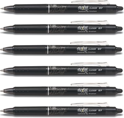 Uitwisbare Rollerball Pennen - Fijne Inktroller - Fouten Corrigeren - Drukmechanisme Clip - Lijn 0.4mm - Zwart