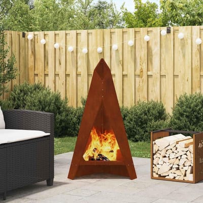 Moderne Vuurkorf - Buitenhaard Tuin - Gezellige Avonden - Hittebestendig Staal - 58x40x100 cm - Bruin Verweerd